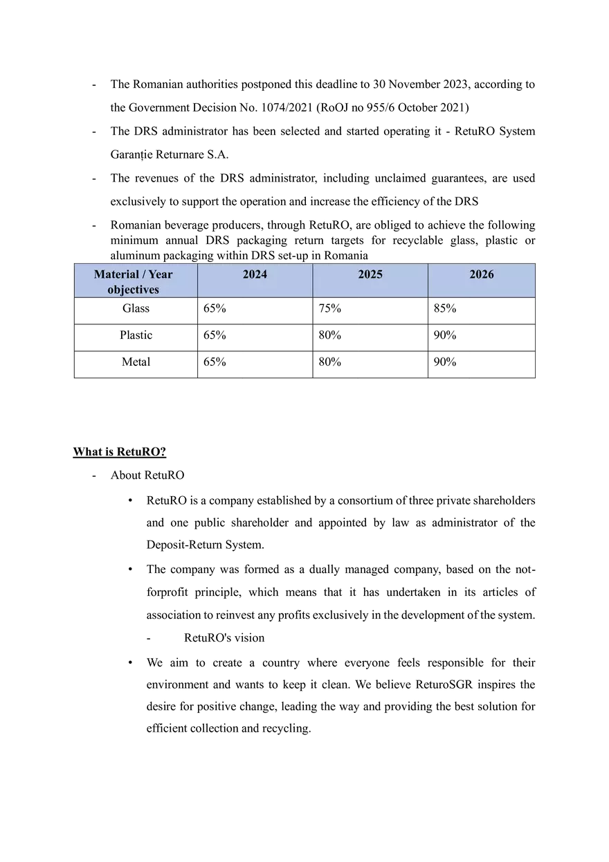 Implementation and Challenges of the Deposit Return System in Romania - Page 2