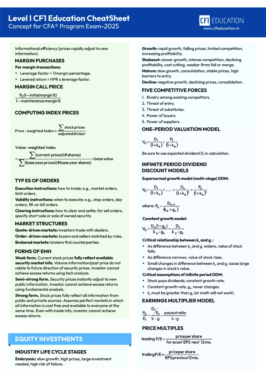 CFA Level I 2025 Cheat Sheet - Page 9