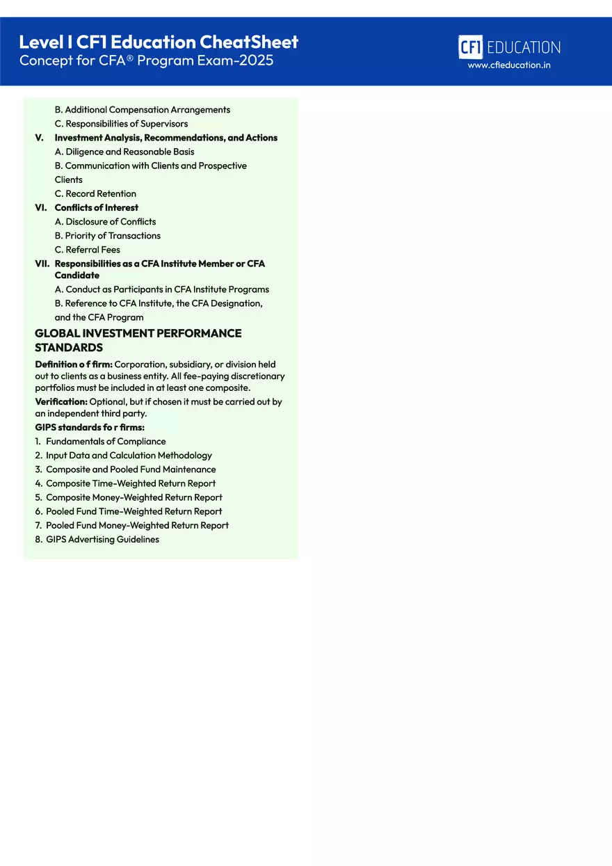 CFA Level I 2025 Cheat Sheet - Page 4