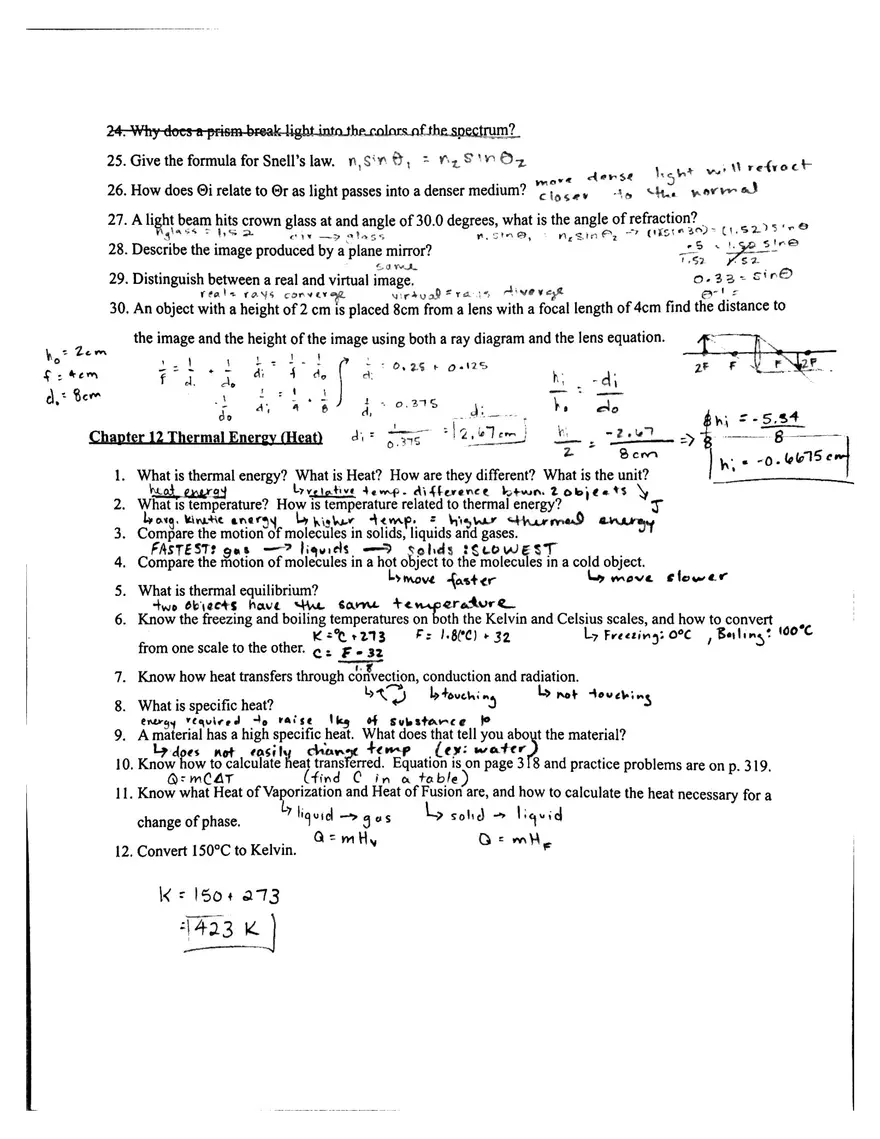 Semester 2 Honors Physics Final Study Guide - Page 3