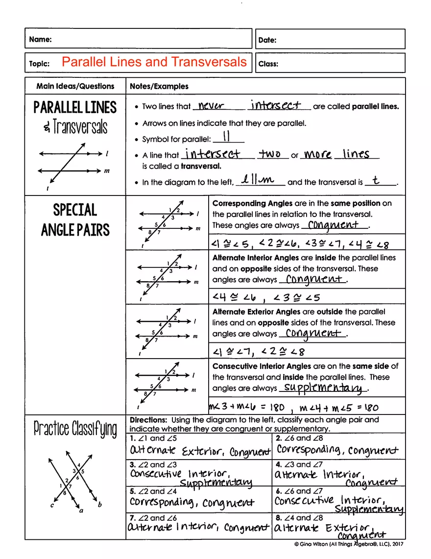 Angles Notes KEY - Page 1