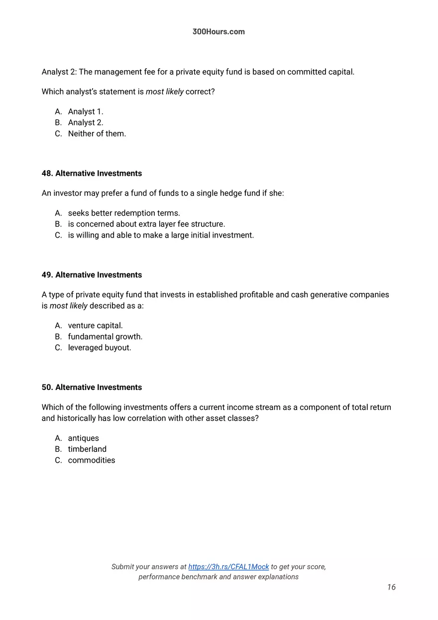 300 Hours - Free CFA Level 1 Mock Exam - Page 8