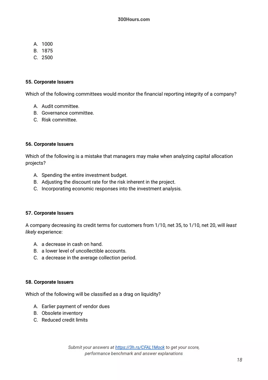 300 Hours - Free CFA Level 1 Mock Exam - Page 10