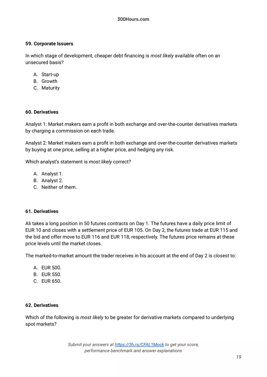 300 Hours - Free CFA Level 1 Mock Exam - Page 11