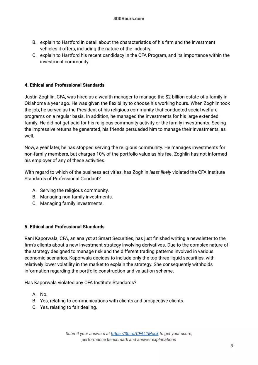 300 Hours - Free CFA Level 1 Mock Exam - Page 13