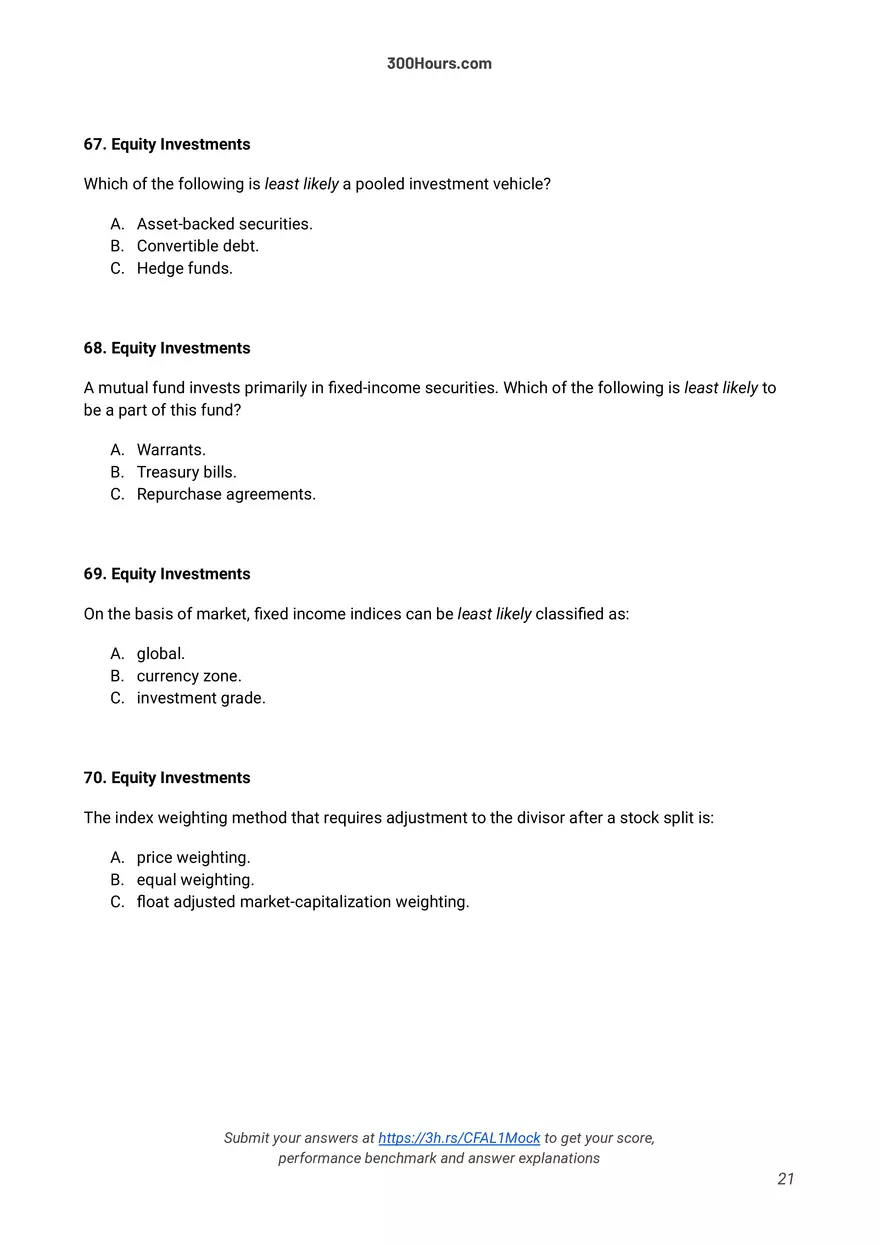300 Hours - Free CFA Level 1 Mock Exam - Page 14