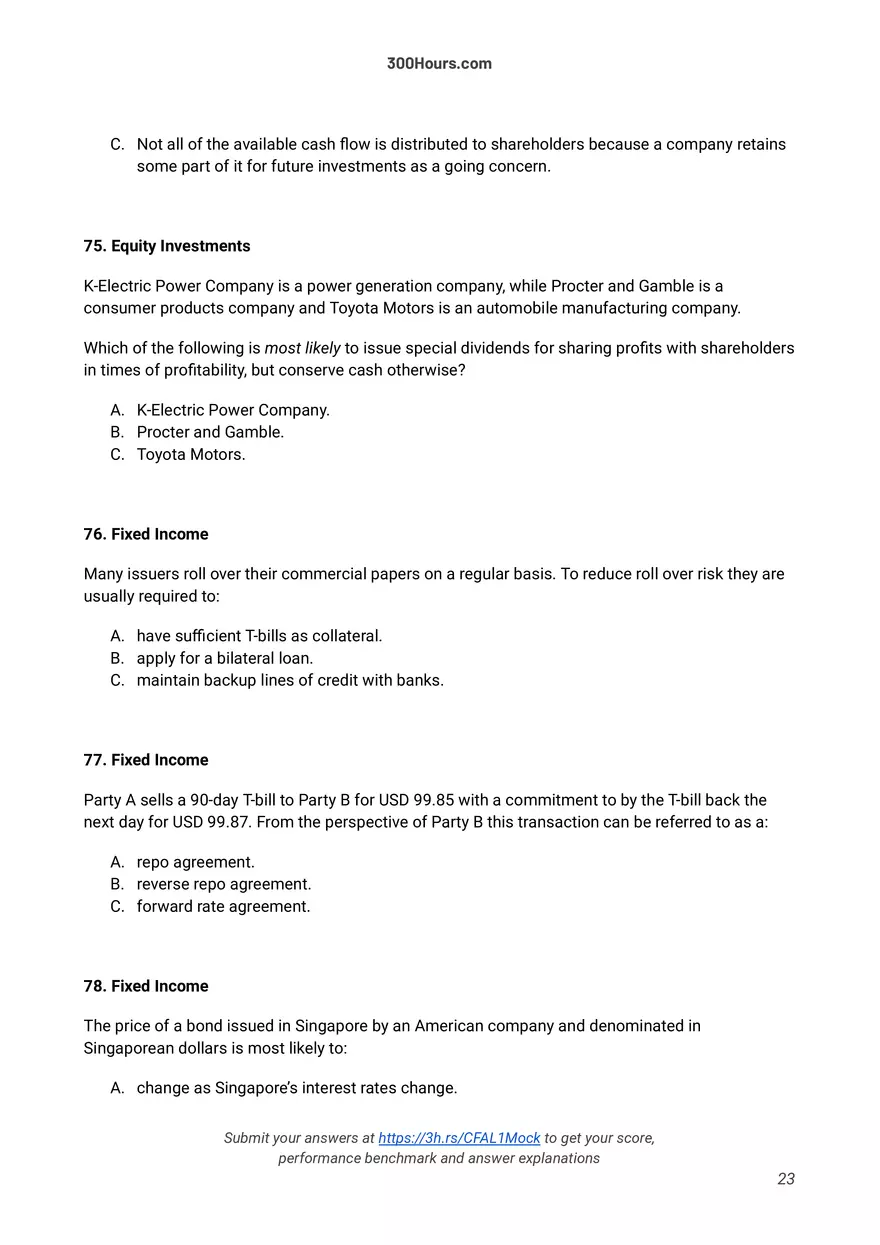 300 Hours - Free CFA Level 1 Mock Exam - Page 16