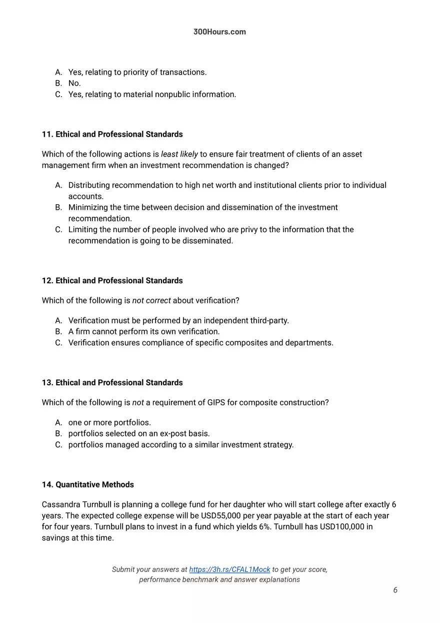 300 Hours - Free CFA Level 1 Mock Exam - Page 23