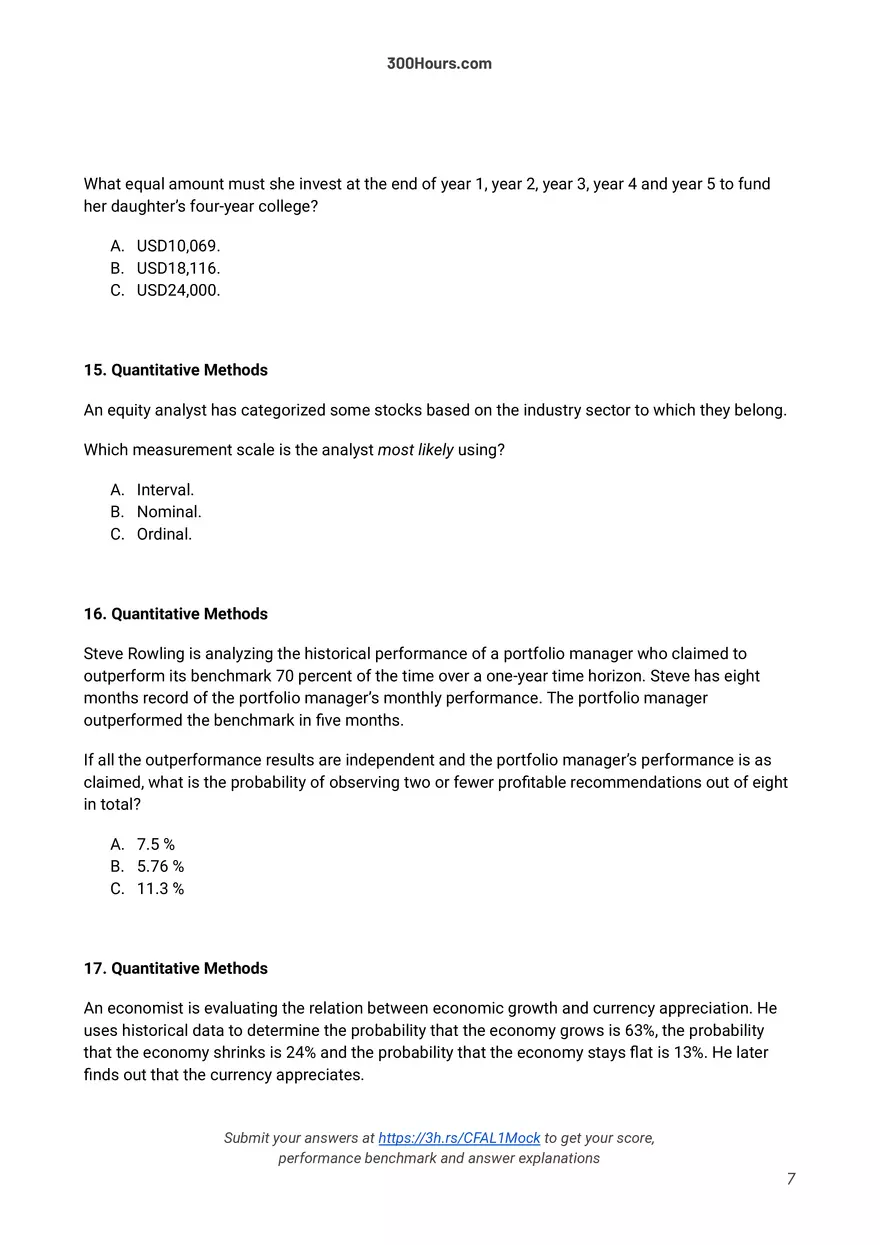 300 Hours - Free CFA Level 1 Mock Exam - Page 24