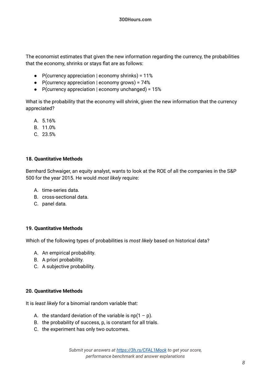 300 Hours - Free CFA Level 1 Mock Exam - Page 25