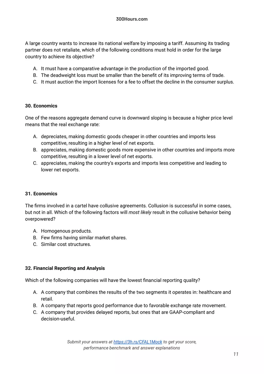 300 Hours - Free CFA Level 1 Mock Exam - Page 3