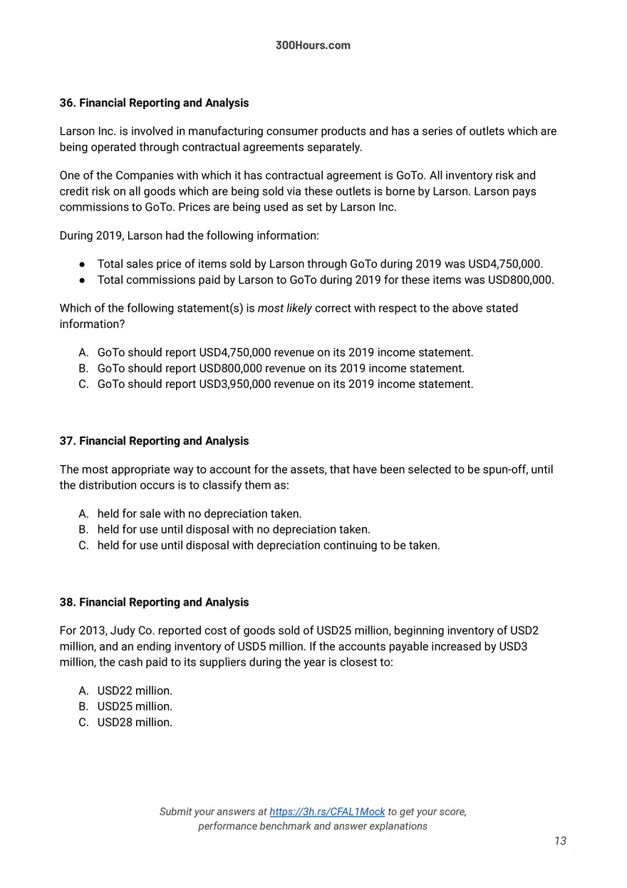 300 Hours - Free CFA Level 1 Mock Exam - Page 5