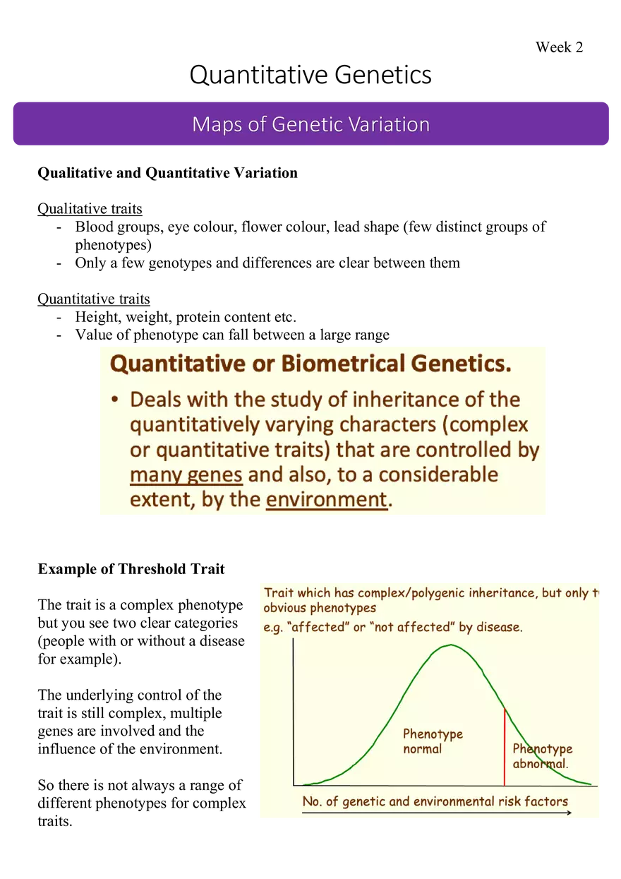 Week 2 Quantitative Genetics - Page 1