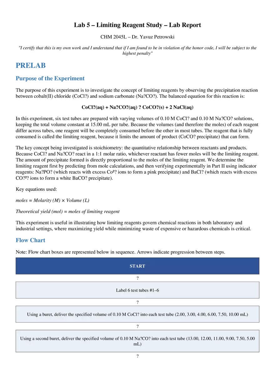 Lab 5 Limiting Reagent Lab Report Completed - Page 1