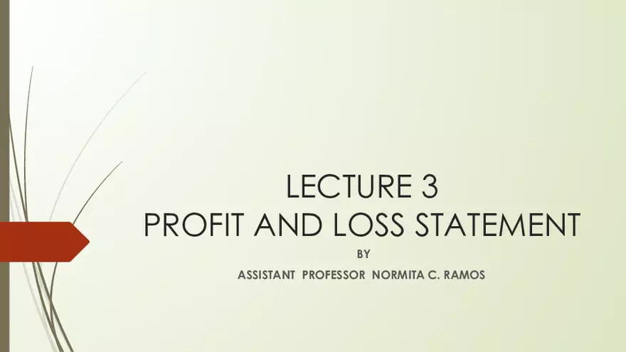 Lecture 3: Profit And Loss Statement - Page 1