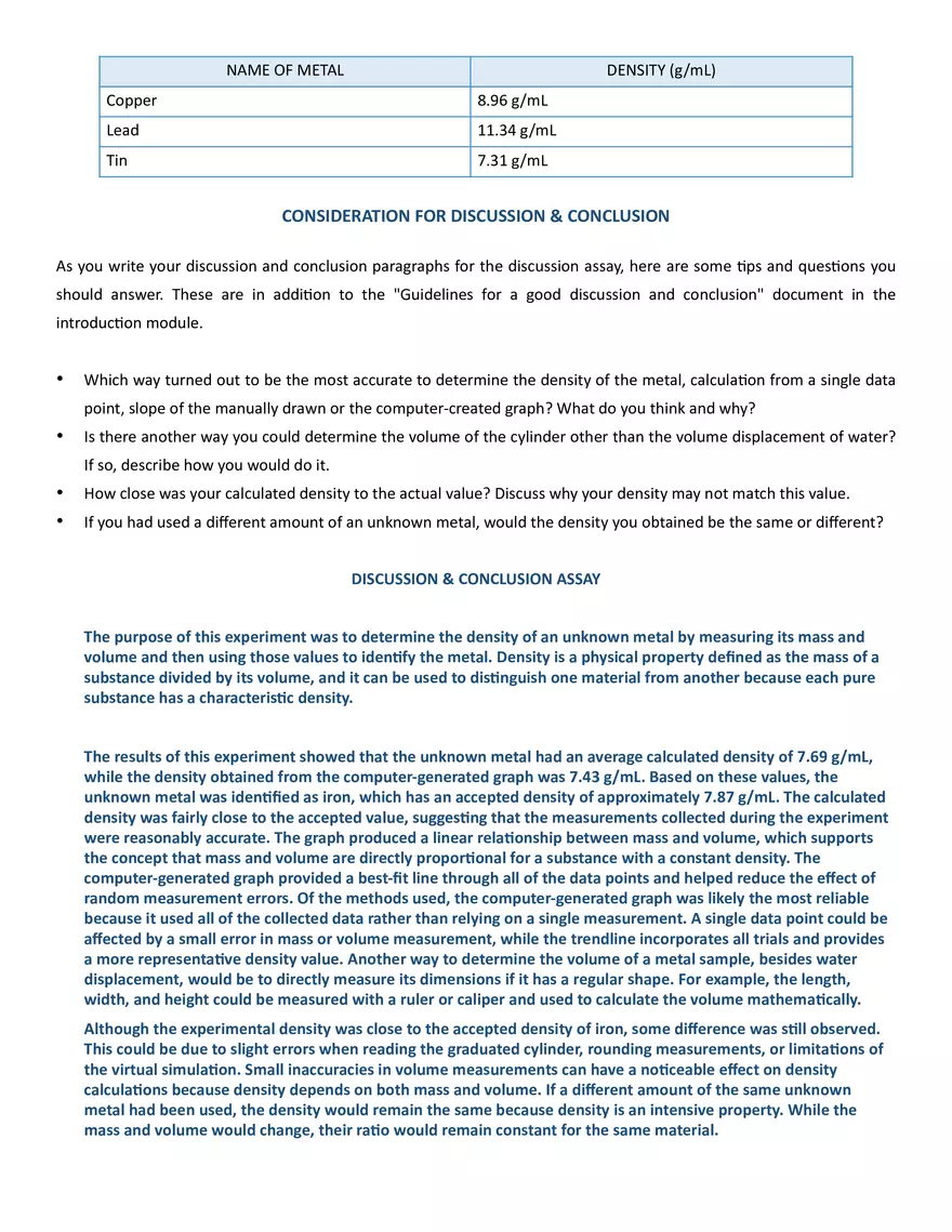 Lab 1 - Identification of Metals - Lab Report - Page 6