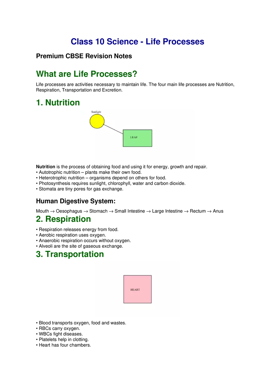 Class 10 Science - Life Processes - Page 1