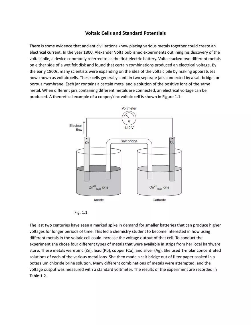 Voltaic Cells and Standard Potentials - Page 1
