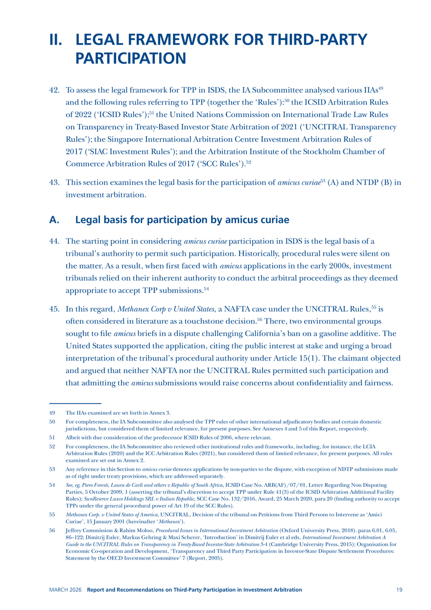 Report and Recommendations on Third-party Participation in Investment Arbitration - Page 11