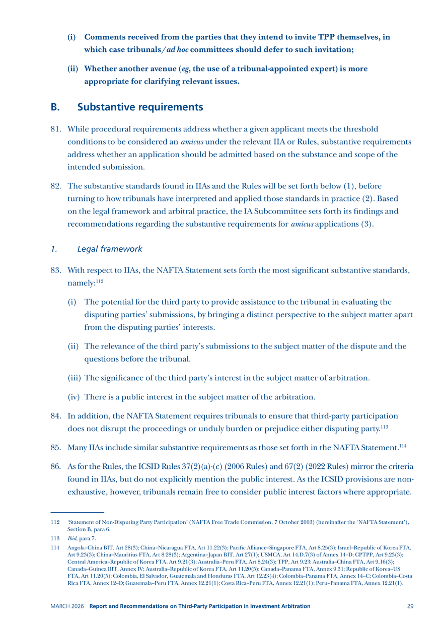 Report and Recommendations on Third-party Participation in Investment Arbitration - Page 22