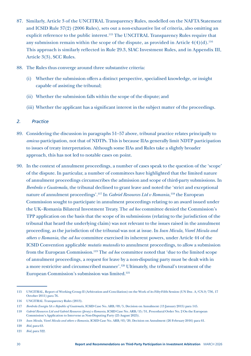 Report and Recommendations on Third-party Participation in Investment Arbitration - Page 23