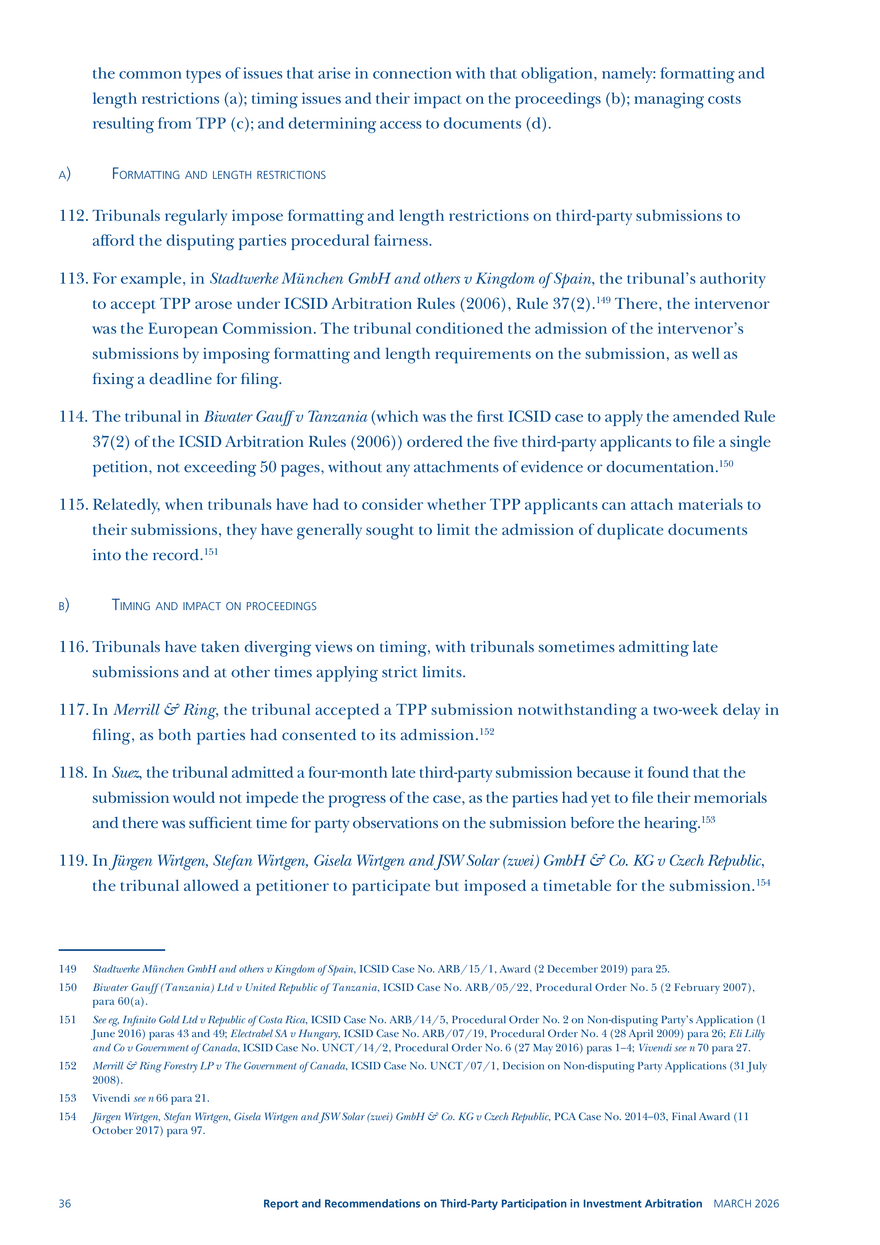 Report and Recommendations on Third-party Participation in Investment Arbitration - Page 30