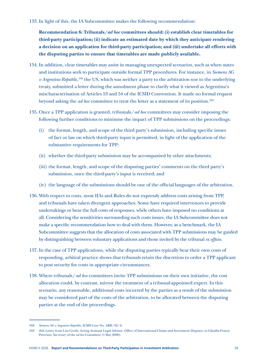 Report and Recommendations on Third-party Participation in Investment Arbitration - Page 33