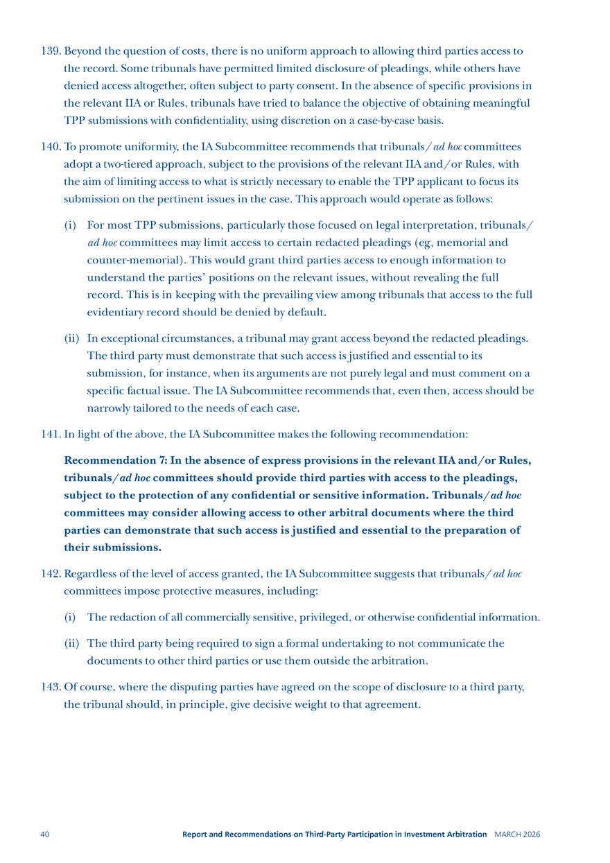 Report and Recommendations on Third-party Participation in Investment Arbitration - Page 34