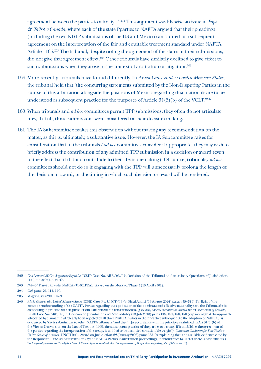 Report and Recommendations on Third-party Participation in Investment Arbitration - Page 39