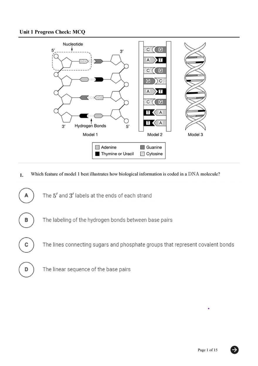 Unit 1 Progress Check: MCQ - Page 1