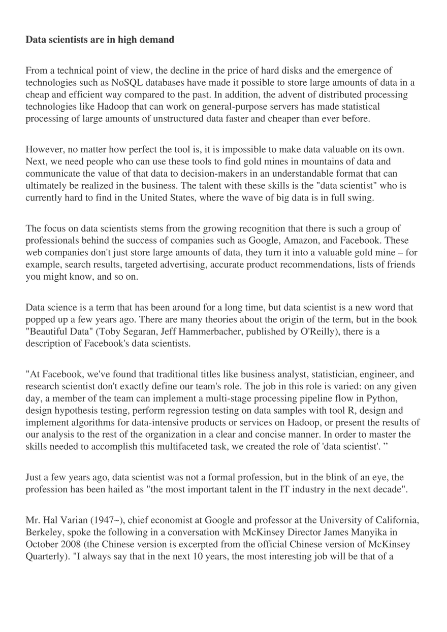 Data Scientists are in High Demand - Page 1