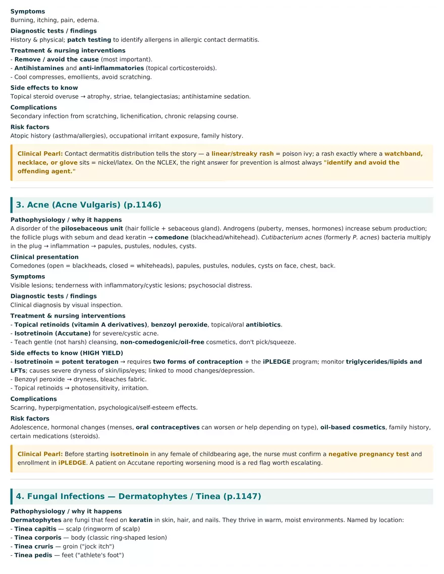 Skin Disorders Study Guide - Sensory 2 - Page 2