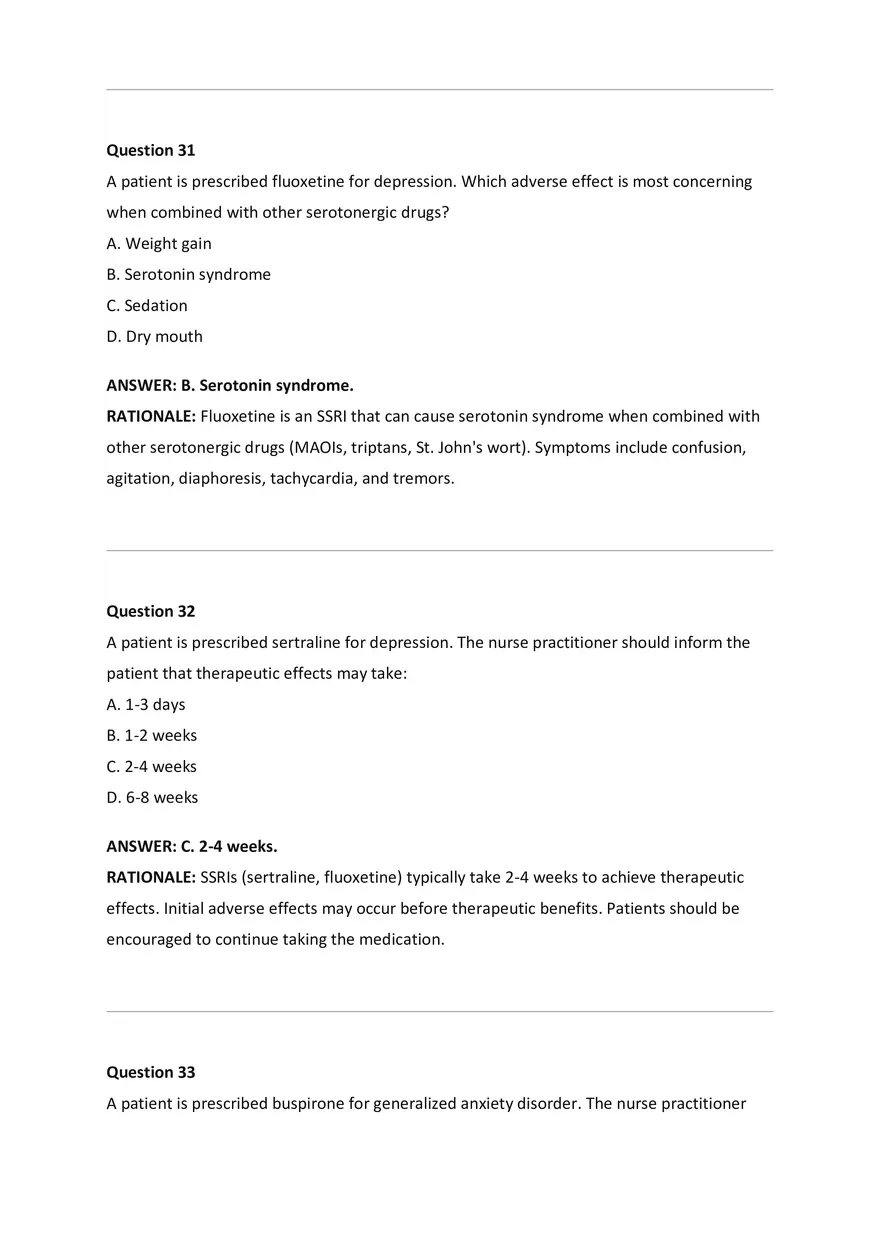 Wilkes NSG533 Advanced Pharmacology Exam Bank - Page 7