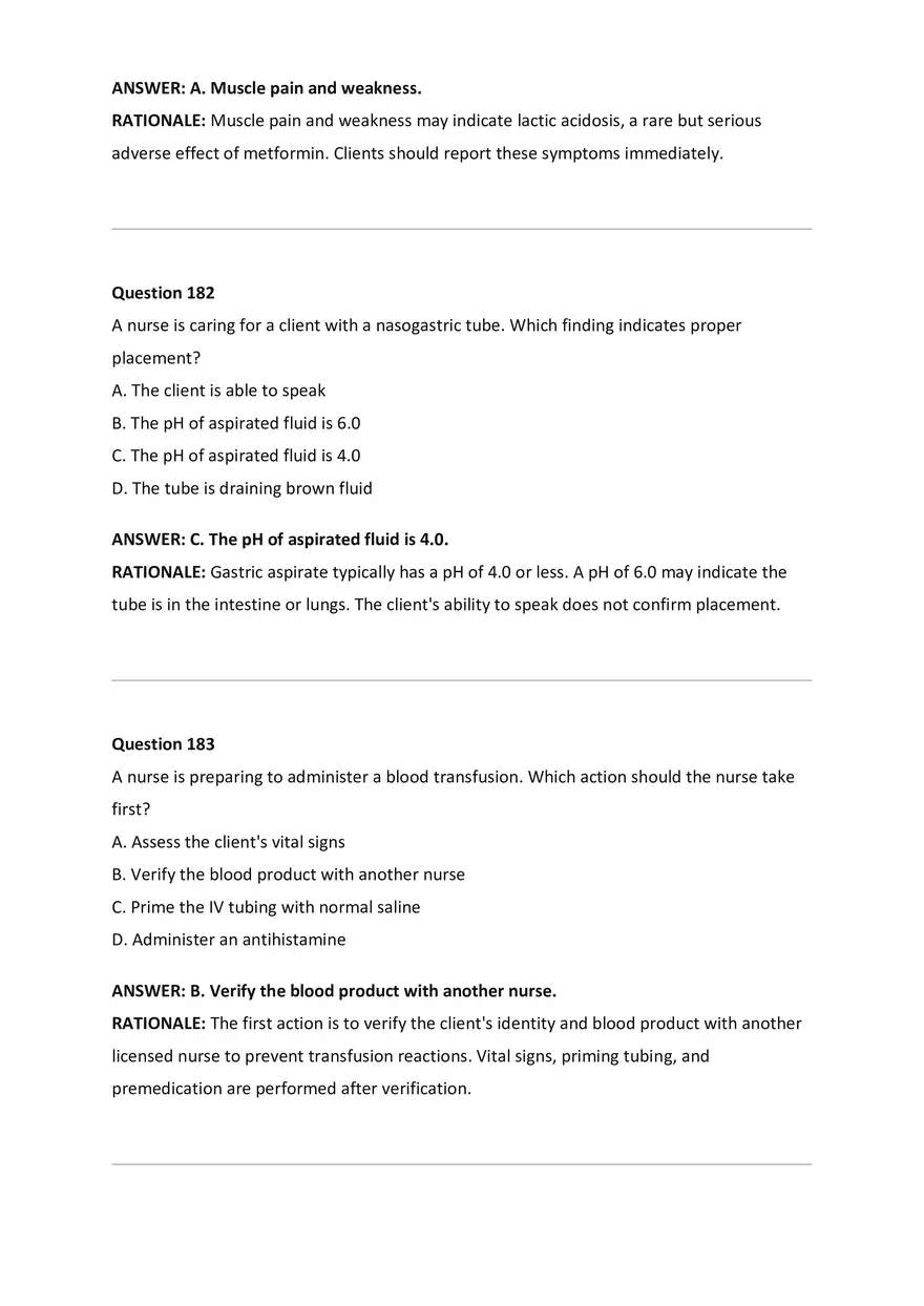 NCLEX-RN Examination Questions and Correct Answers - Page 75