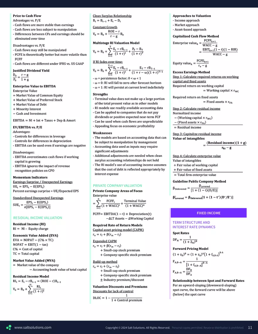 CFA L2 Formulas - Page 3