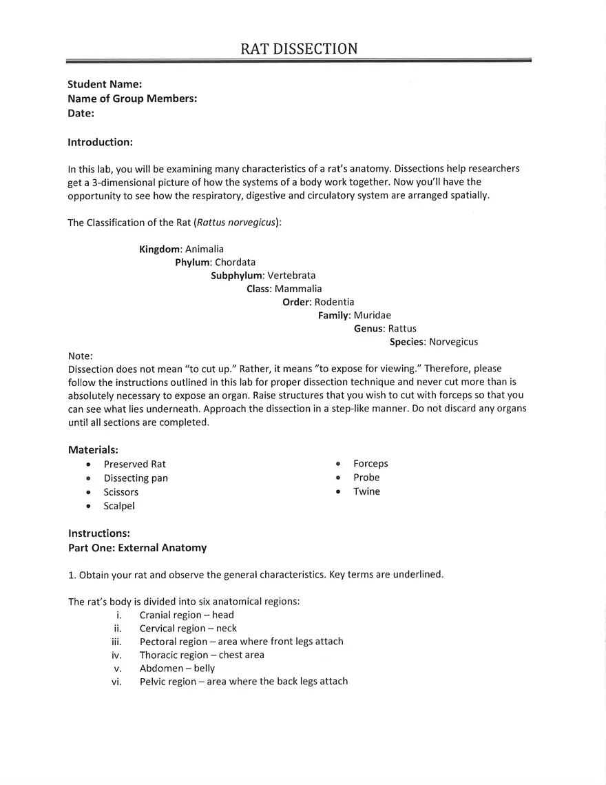 Notes on Practice of Rodents Dissection - Page 1