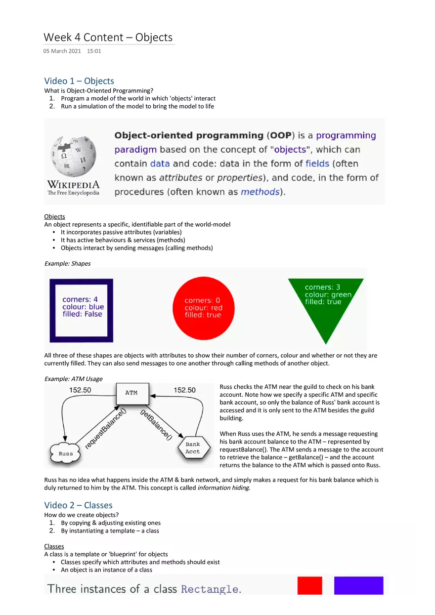 Week 4 Content - Objects - Page 1