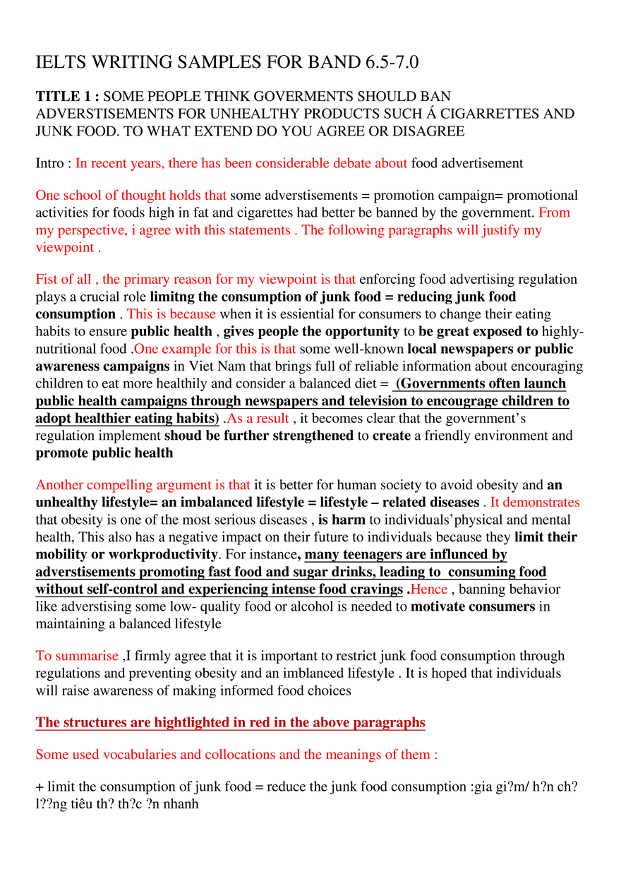 IELTS Writing Task 2 Sample Essays for Band - Page 1