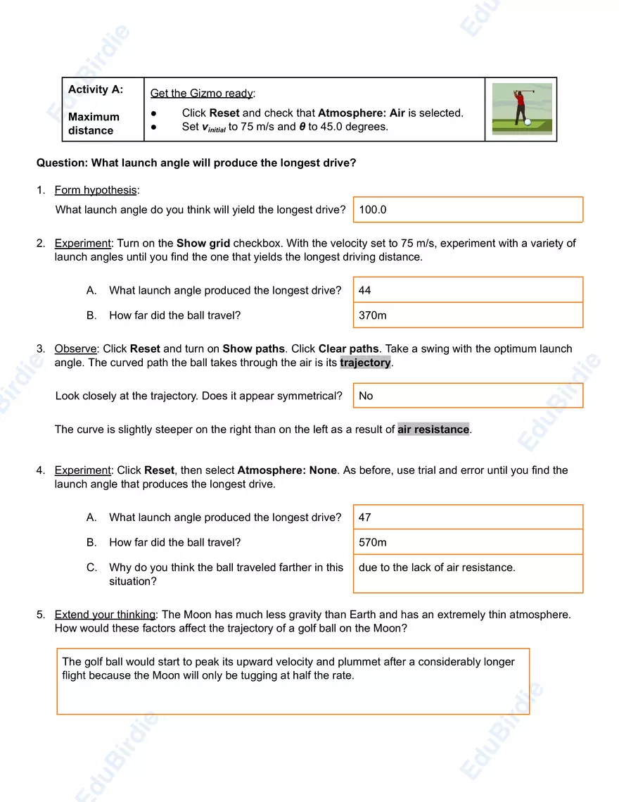 Student Exploration: Golf Range - Page 2