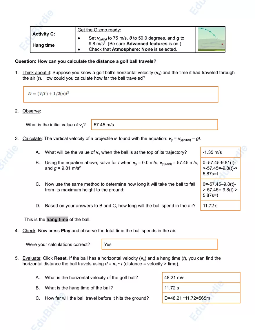 Student Exploration: Golf Range - Page 5