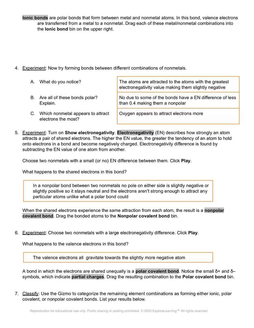 Student Exploration: Polarity and Intermolecular Forces - Page 3