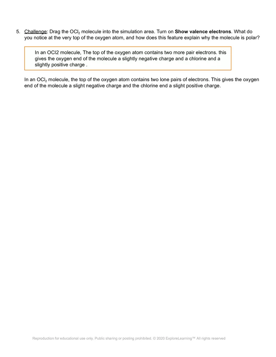Student Exploration: Polarity and Intermolecular Forces - Page 6