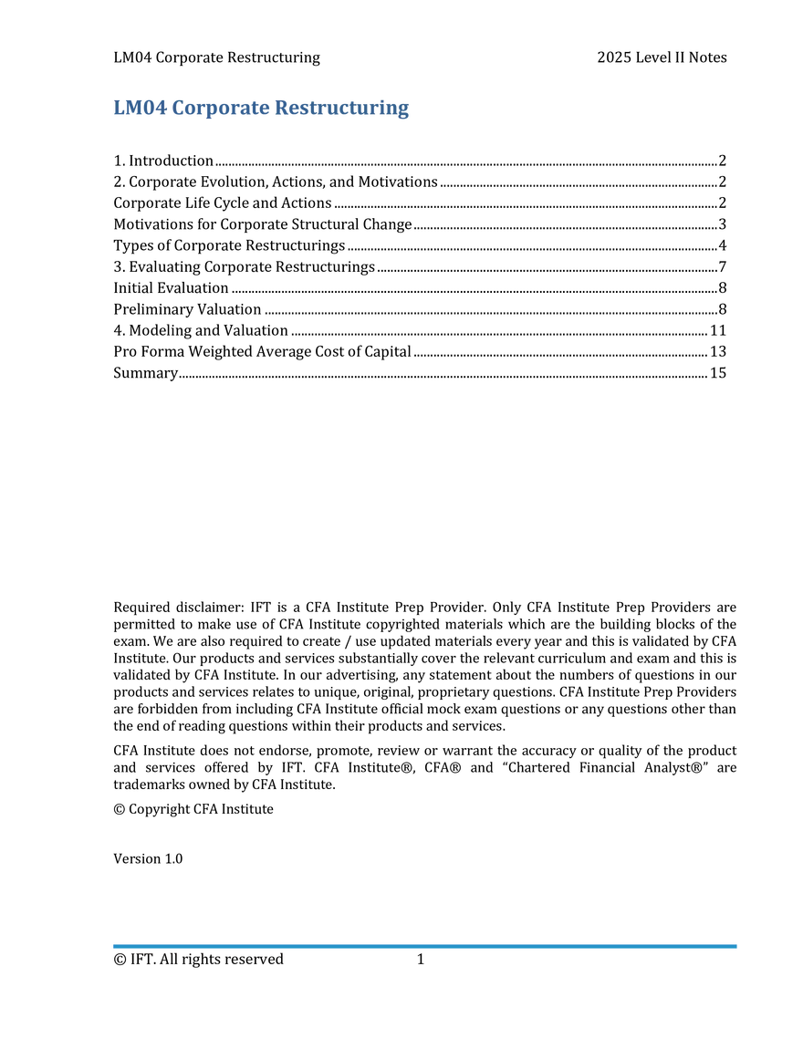 LM04 Corporate Restructuring IFT Notes - Page 1