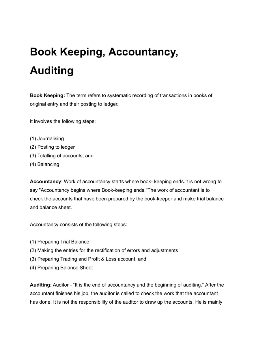 Book Keeping, Accountancy, Auditing - Page 1