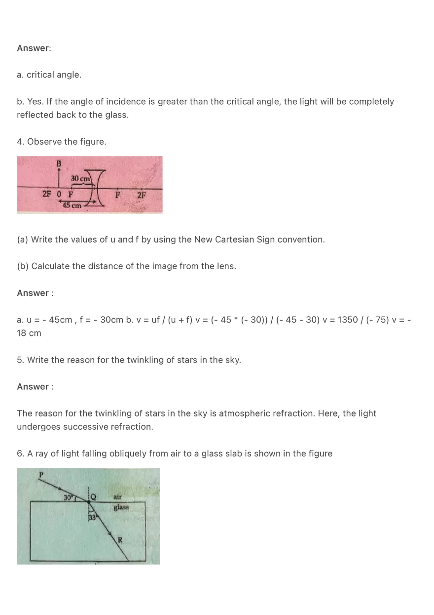 Question and Answers on the Topic of Refraction of Light - Page 2
