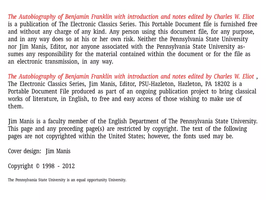 The Autobiography of Benjamin Franklin - Page 2