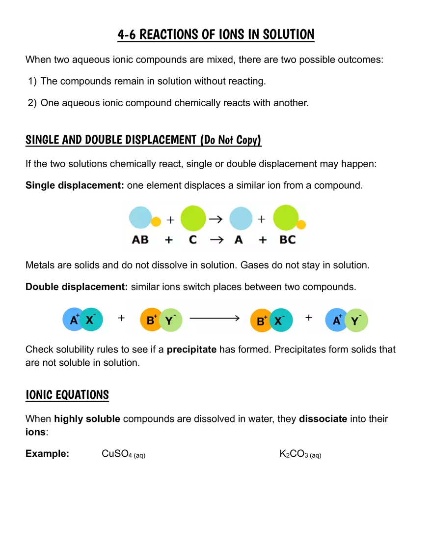 4-6 Reactions of Ions in Solution - Page 1