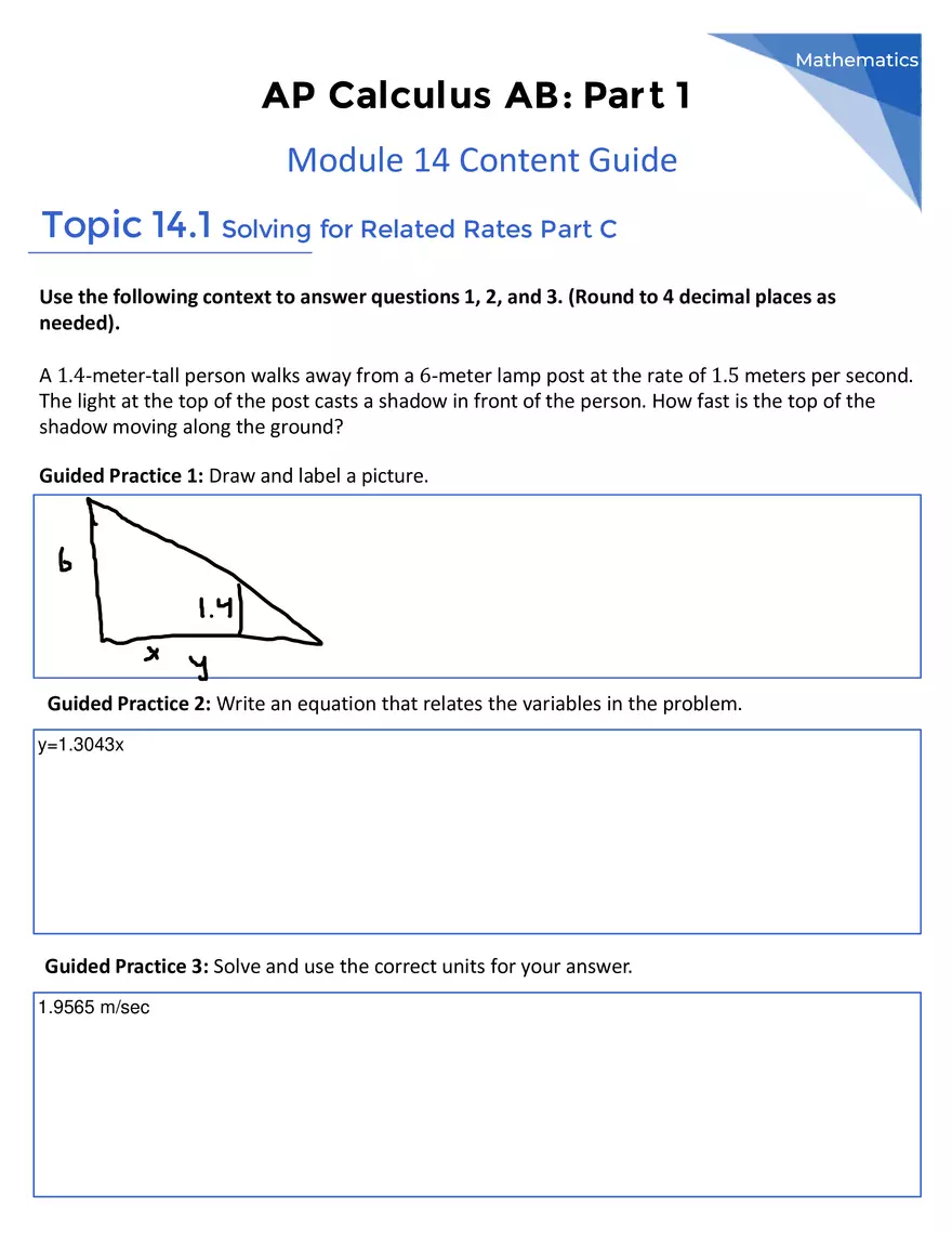 AP Calculus AB: Part 1 - Module 14 - Page 7