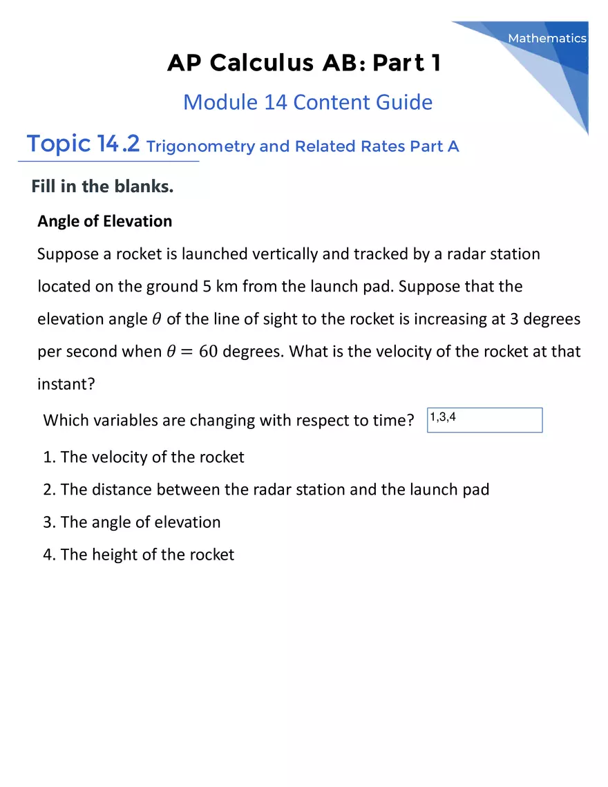 AP Calculus AB: Part 1 - Module 14 - Page 8