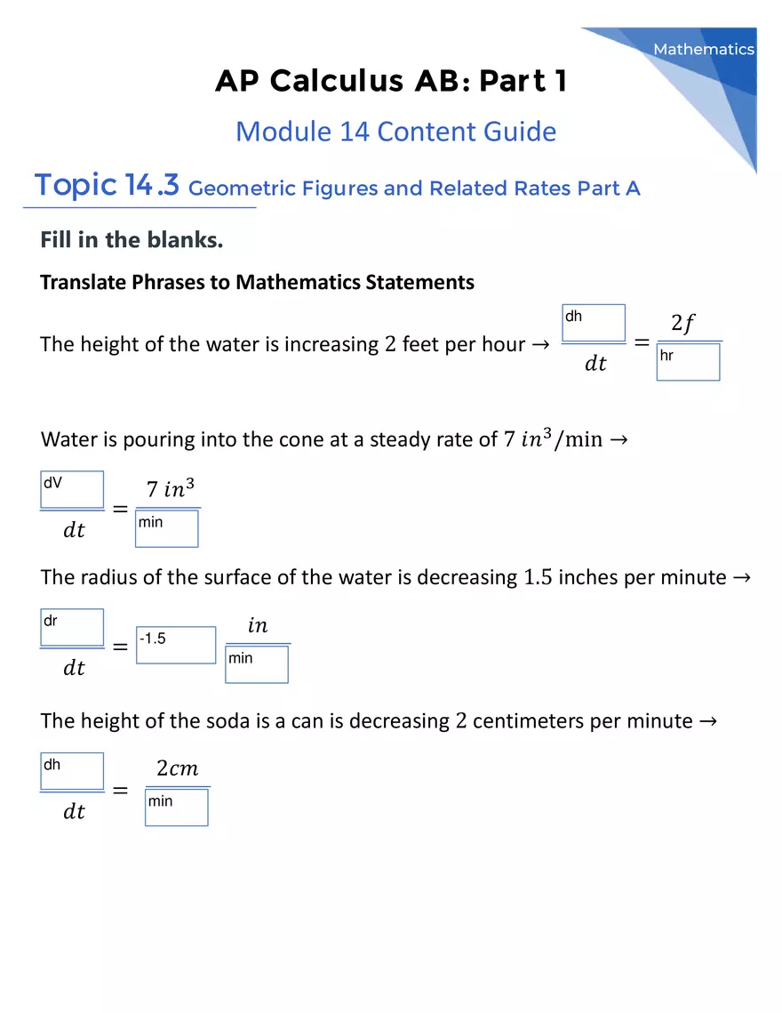 AP Calculus AB: Part 1 - Module 14 - Page 11